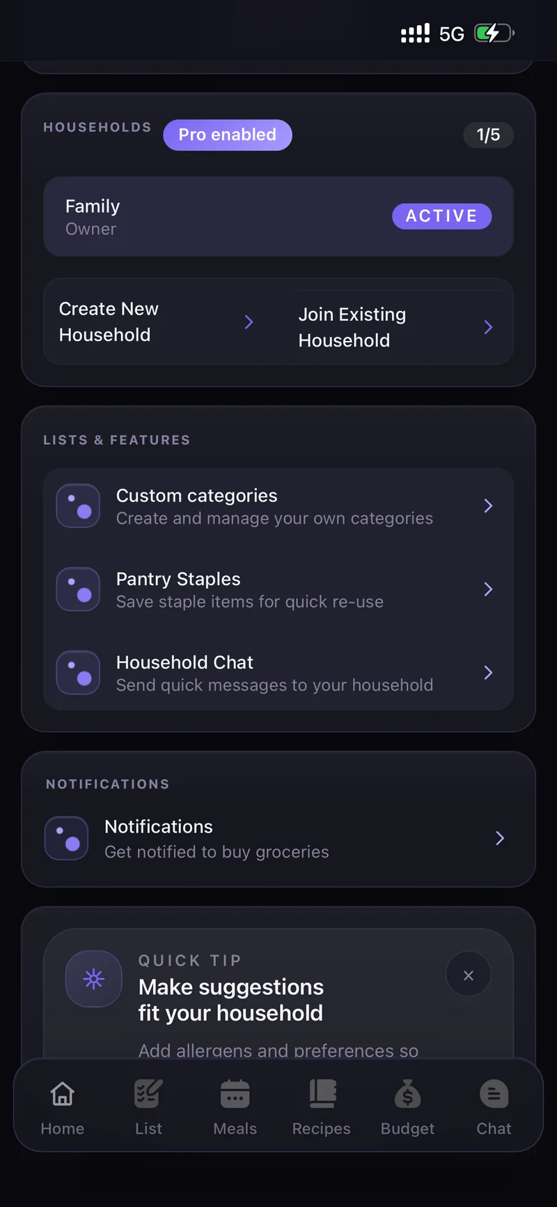 Households — Family, Owner, Active